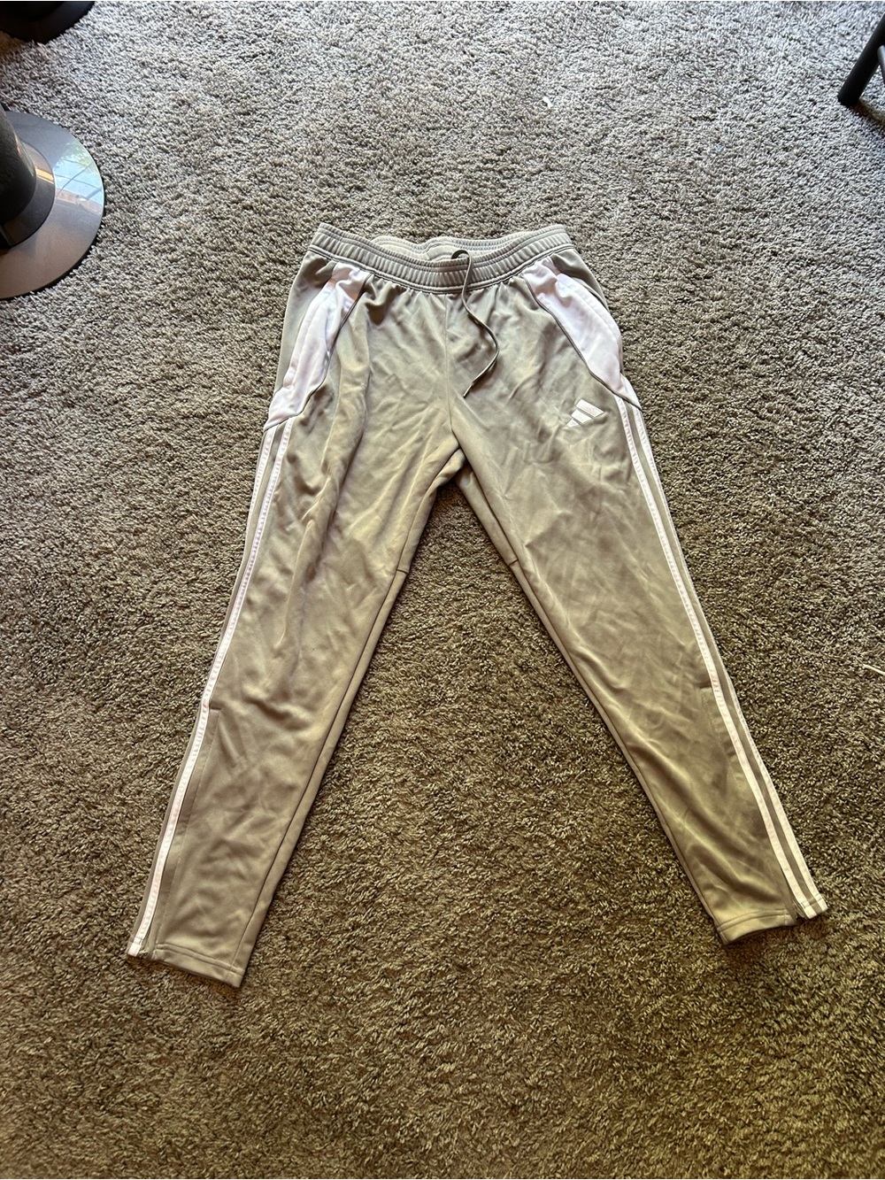 Grey Athletic Track Pants with White Stripe